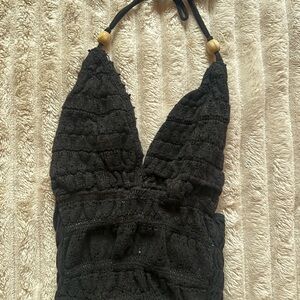 Black Halter Kids One Piece